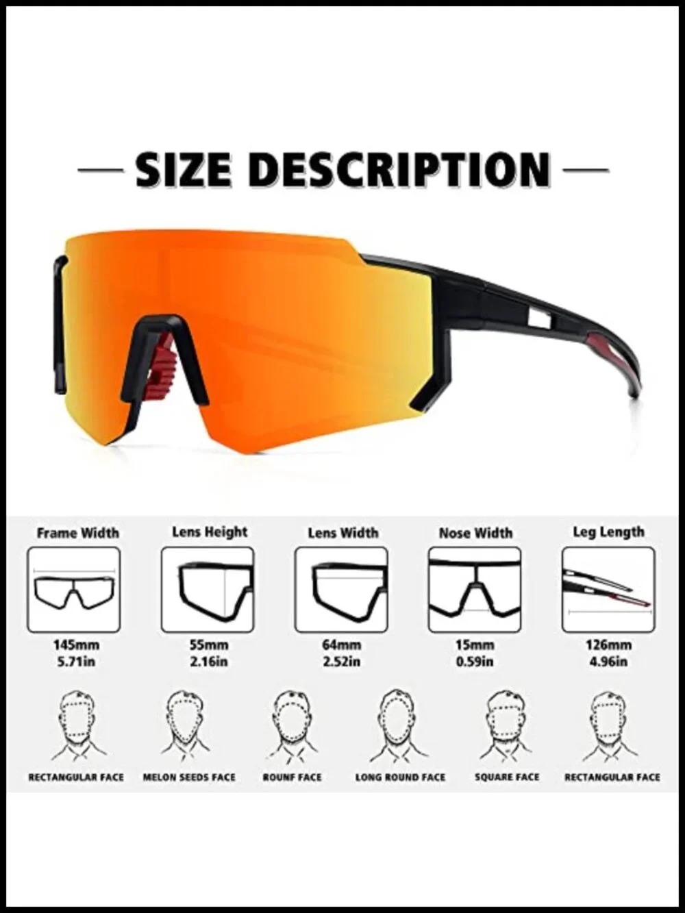 Polarized Sports Sunglasses UV400 Protection for Cycling Driving Fishing